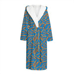 Blue Crispy Bacon Pattern Print Hooded Bathrobe