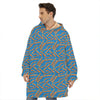 Blue Crispy Bacon Pattern Print Hoodie Blanket