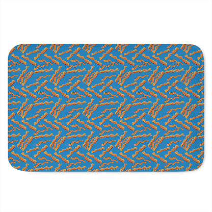 Blue Crispy Bacon Pattern Print Indoor Door Mat