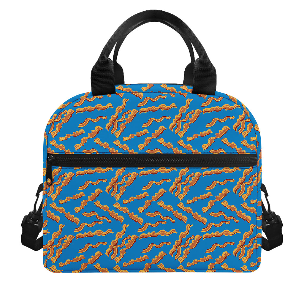Blue Crispy Bacon Pattern Print Insulated Lunch Bag