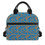 Blue Crispy Bacon Pattern Print Insulated Lunch Bag
