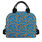 Blue Crispy Bacon Pattern Print Insulated Lunch Bag