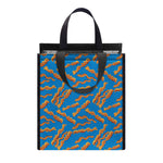 Blue Crispy Bacon Pattern Print Insulated Lunch Tote