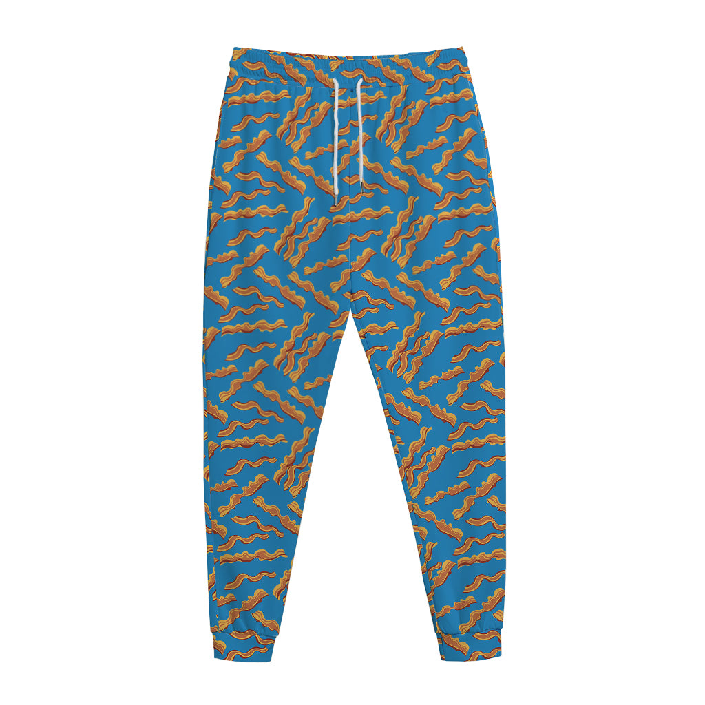 Blue Crispy Bacon Pattern Print Jogger Pants