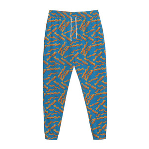 Blue Crispy Bacon Pattern Print Jogger Pants