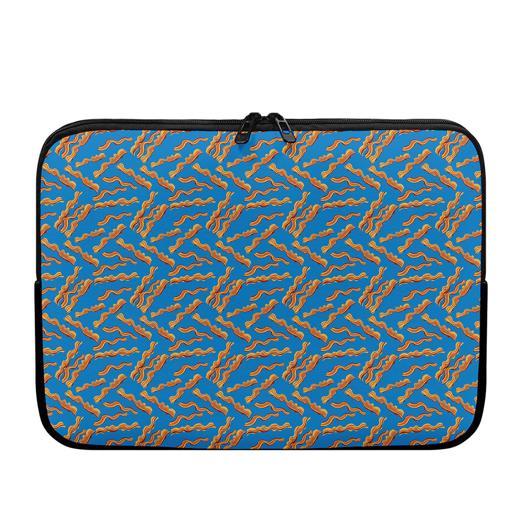 Blue Crispy Bacon Pattern Print Laptop Sleeve