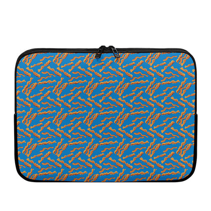Blue Crispy Bacon Pattern Print Laptop Sleeve