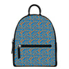 Blue Crispy Bacon Pattern Print Leather Backpack