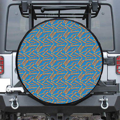 Blue Crispy Bacon Pattern Print Leather Spare Tire Cover