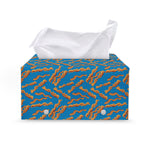 Blue Crispy Bacon Pattern Print Leather Tissue Box Cover