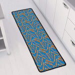 Blue Crispy Bacon Pattern Print Long Kitchen Mat
