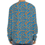 Blue Crispy Bacon Pattern Print Long Sleeve Baseball Jersey