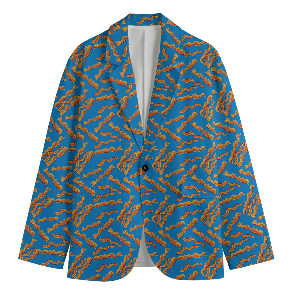 Blue Crispy Bacon Pattern Print Men's Blazer