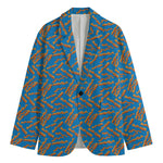 Blue Crispy Bacon Pattern Print Men's Blazer