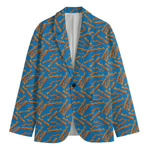 Blue Crispy Bacon Pattern Print Men's Blazer