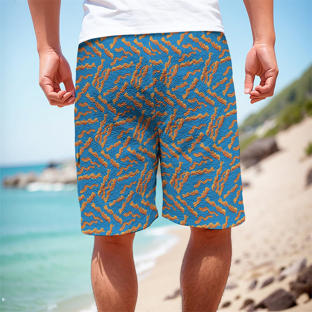 Blue Crispy Bacon Pattern Print Men's Cargo Shorts