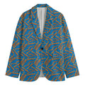 Blue Crispy Bacon Pattern Print Men's Cotton Blazer