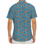 Blue Crispy Bacon Pattern Print Men's Deep V-Neck Shirt