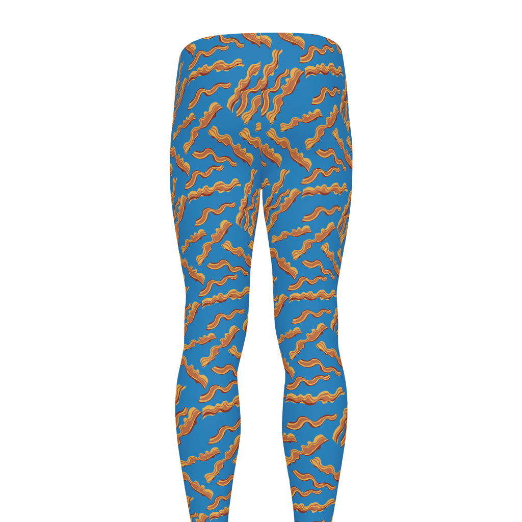 Blue Crispy Bacon Pattern Print Men's leggings