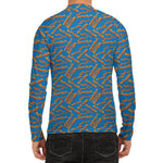 Blue Crispy Bacon Pattern Print Men's Long Sleeve Rash Guard