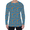 Blue Crispy Bacon Pattern Print Men's Long Sleeve T-Shirt