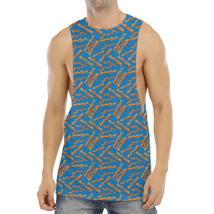 Blue Crispy Bacon Pattern Print Men's Muscle Tank Top