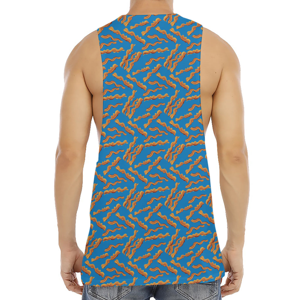 Blue Crispy Bacon Pattern Print Men's Muscle Tank Top