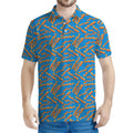 Blue Crispy Bacon Pattern Print Men's Polo Shirt