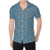 Blue Crispy Bacon Pattern Print Men's Shirt