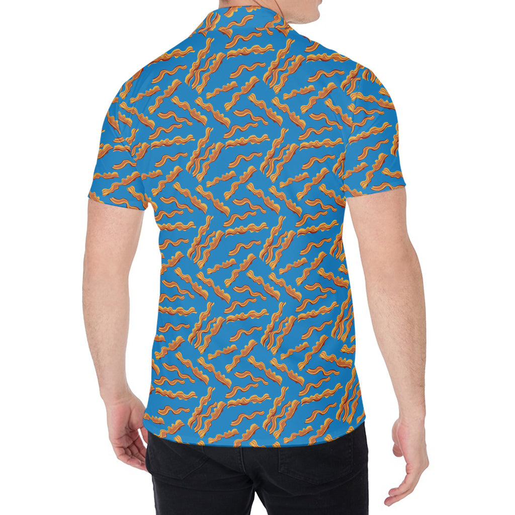 Blue Crispy Bacon Pattern Print Men's Shirt