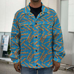 Blue Crispy Bacon Pattern Print Men's Shirt Jacket