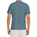 Blue Crispy Bacon Pattern Print Men's Short Sleeve Rash Guard