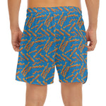 Blue Crispy Bacon Pattern Print Men's Split Running Shorts