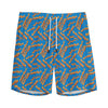 Blue Crispy Bacon Pattern Print Men's Sports Shorts