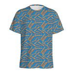 Blue Crispy Bacon Pattern Print Men's Sports T-Shirt