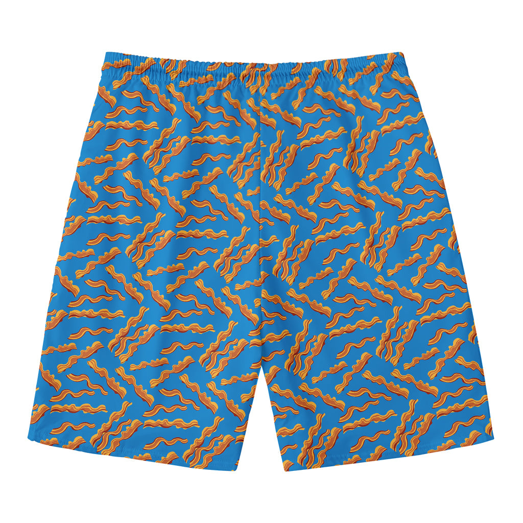 Blue Crispy Bacon Pattern Print Men's Swim Trunks
