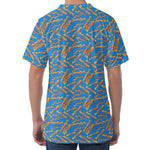 Blue Crispy Bacon Pattern Print Men's Velvet T-Shirt