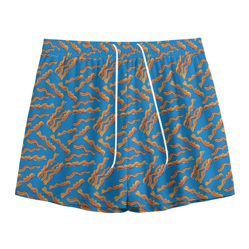 Blue Crispy Bacon Pattern Print Mesh Shorts