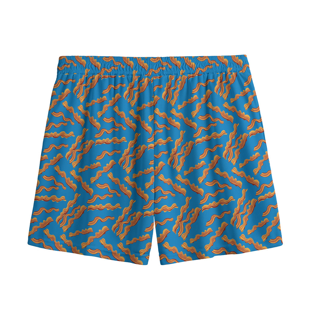 Blue Crispy Bacon Pattern Print Mesh Shorts