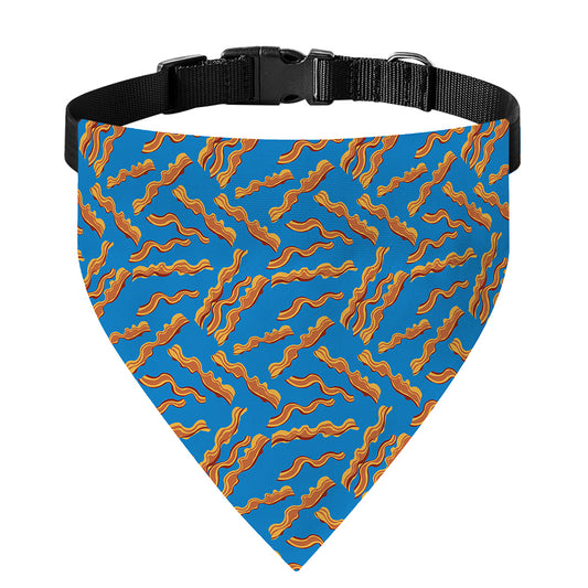 Blue Crispy Bacon Pattern Print Over The Collar Dog Bandana