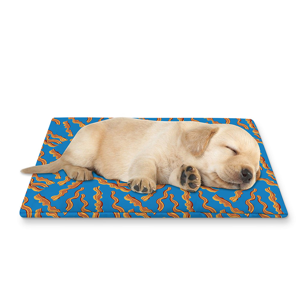 Blue Crispy Bacon Pattern Print Pet Cooling Mat Cover