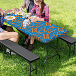 Blue Crispy Bacon Pattern Print Picnic Table Cover