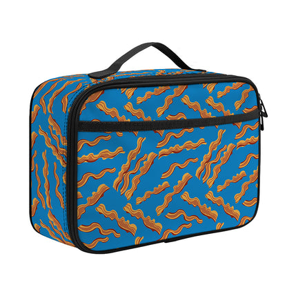 Blue Crispy Bacon Pattern Print Portable Lunch Bag