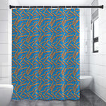 Blue Crispy Bacon Pattern Print Premium Shower Curtain