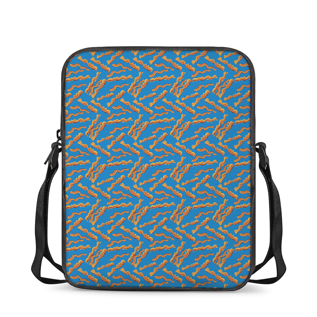 Blue Crispy Bacon Pattern Print Rectangular Crossbody Bag