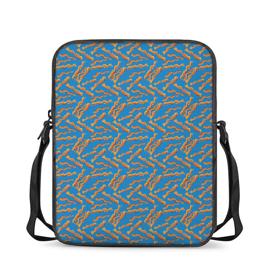 Blue Crispy Bacon Pattern Print Rectangular Crossbody Bag