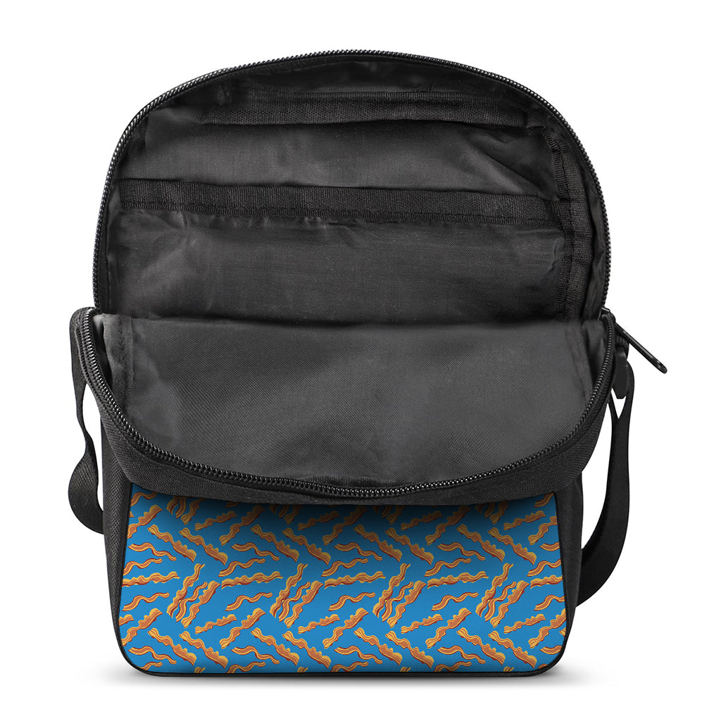 Blue Crispy Bacon Pattern Print Rectangular Crossbody Bag