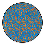Blue Crispy Bacon Pattern Print Round Floor Mat
