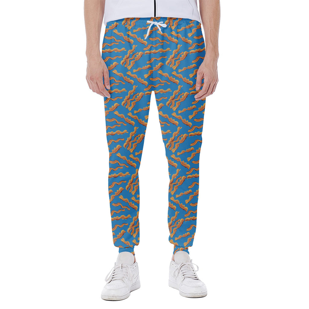 Blue Crispy Bacon Pattern Print Scuba Joggers