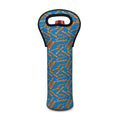 Blue Crispy Bacon Pattern Print Single Neoprene Wine Tote